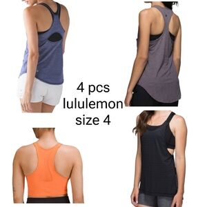 4 lululemon athletica Women's Tank Tops - Blue, Black, Orange Stripes